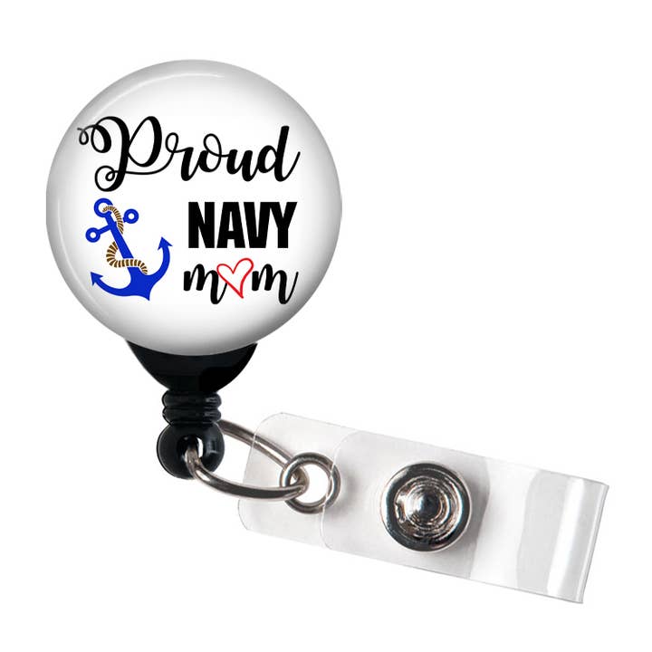 Proud Navy Mom Badge Reel, Badge Holder for wholesale by Good Girl Gone Badge