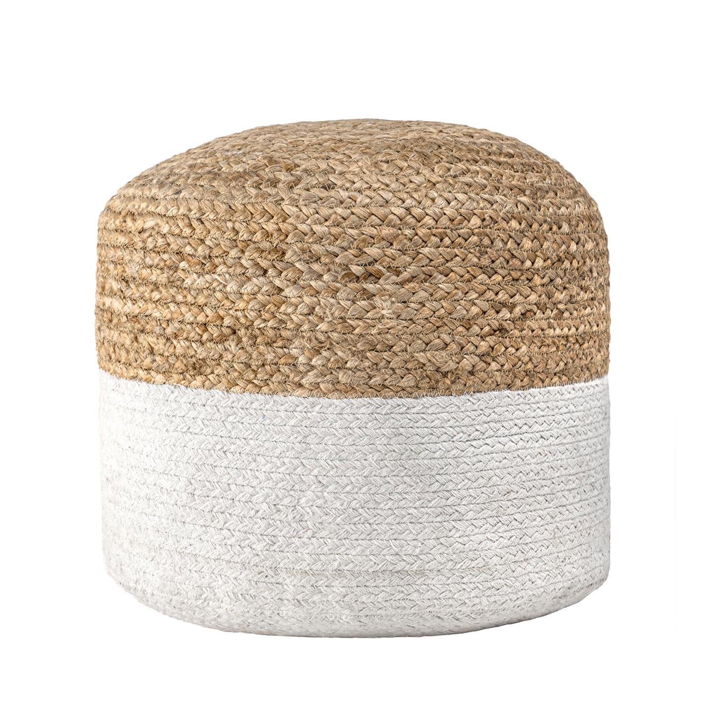 Natural Janis Braided Jute Filled Ottoman Pouf for wholesale on Faire0