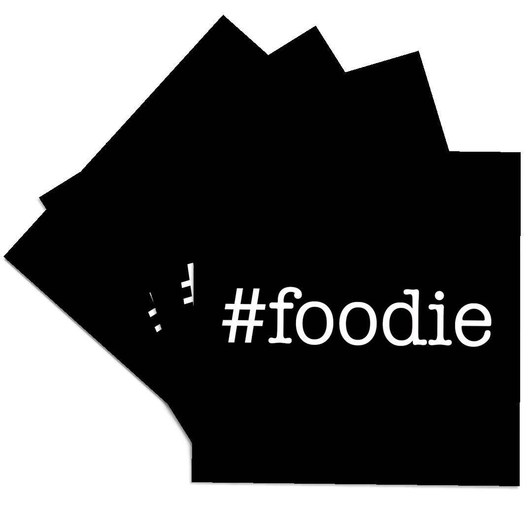 3dRose - Wholesale Onderzetters - 3dRose, #foodie. Witte letters op zwarte achtergrond., Onderzetter0