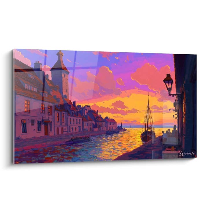 Quadro inspirado por Porto marítimo ao pôr do sol de Claude Joseph Vernet N.º 1 – Homenagem Artista Célebre por atacado de Walensky