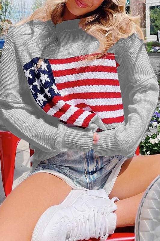 Queen Fashion - Wholesale Knit Sweater - Women's - us flag knitted sweater0