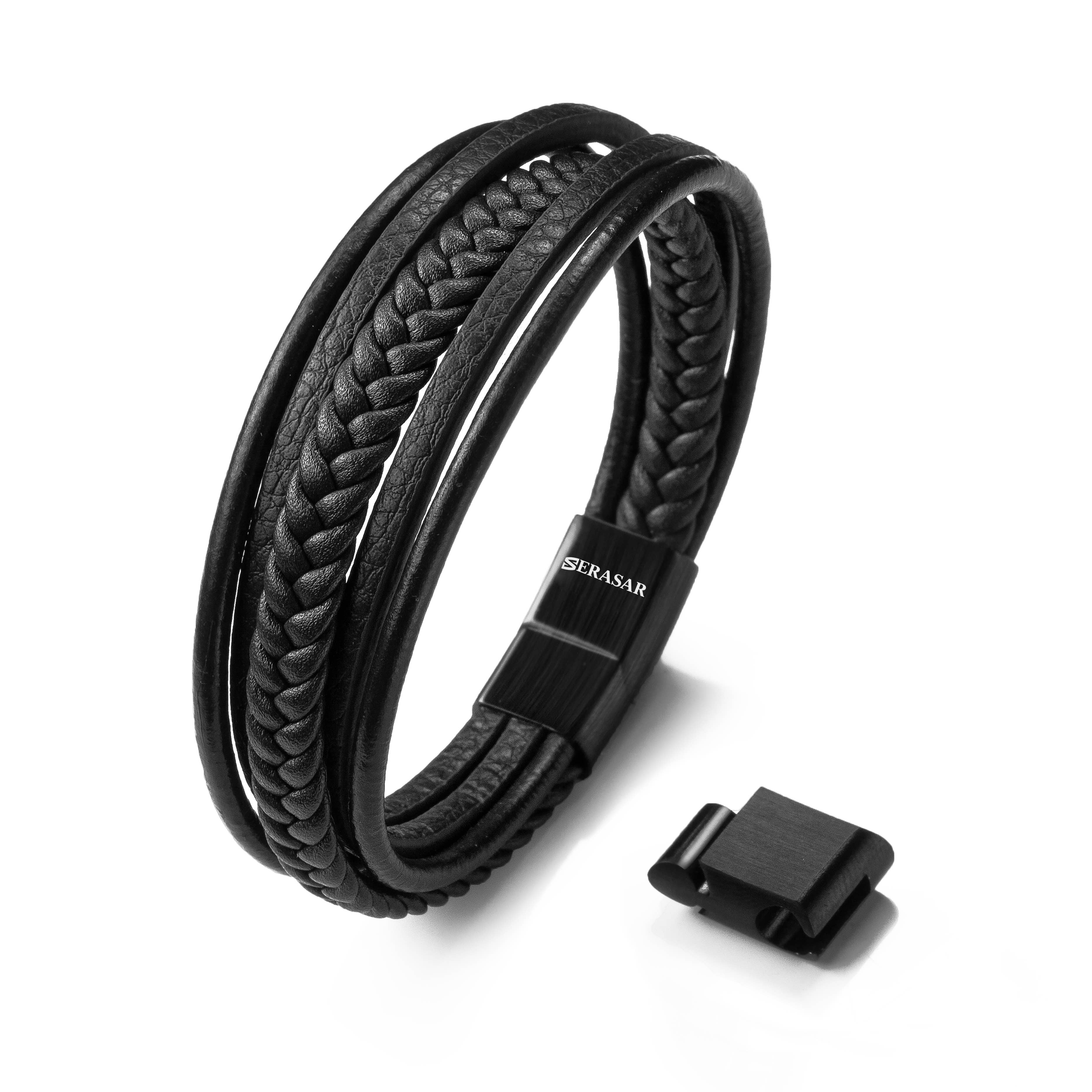 SERASAR - Wholesale Bangle Bracelet - SERASAR, "Braid" leather bracelet for men1