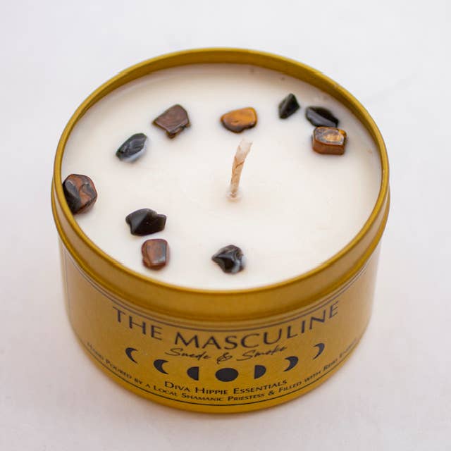 The Masculine Intention Candle - Suede & Smoke for wholesale by Diva Hippie Essentials