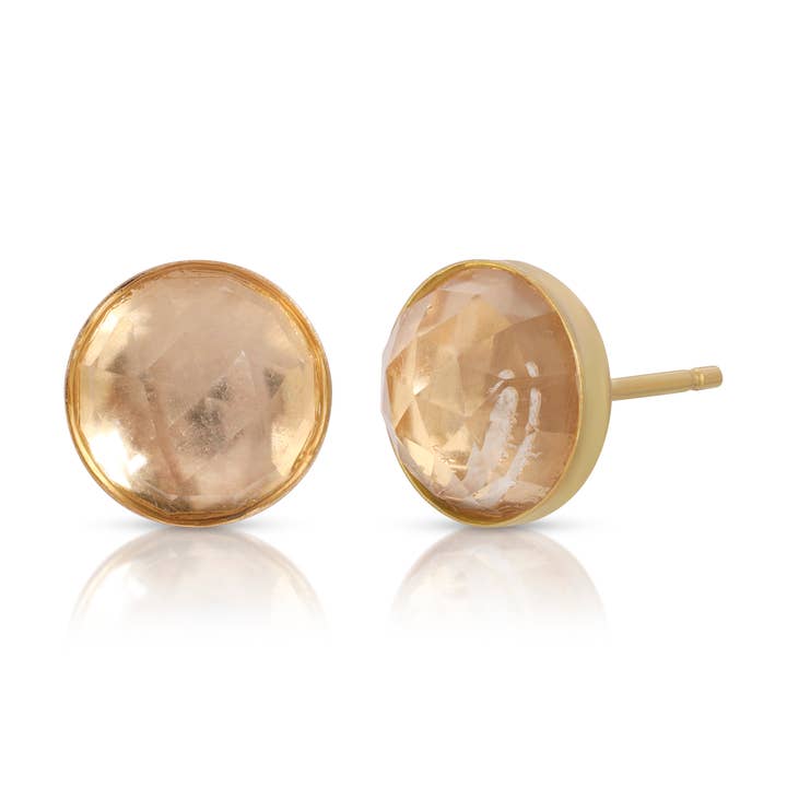 Heather Hawkins - Wholesale Stud/Post Earrings - Babe Dome Gemstone Stud Earrings - 14K Gold-filled6