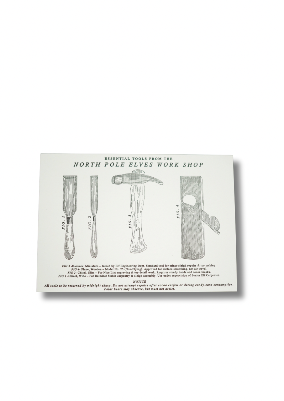 soch and co - Vente Cartes de Noël - Carte de Noël imprimée en typographie avec outils des lutins du pôle Nord0