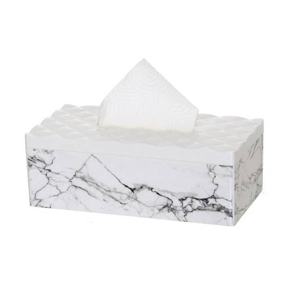 Tissue Paper Box, White Marbleized for wholesale by YBM HOME INC.