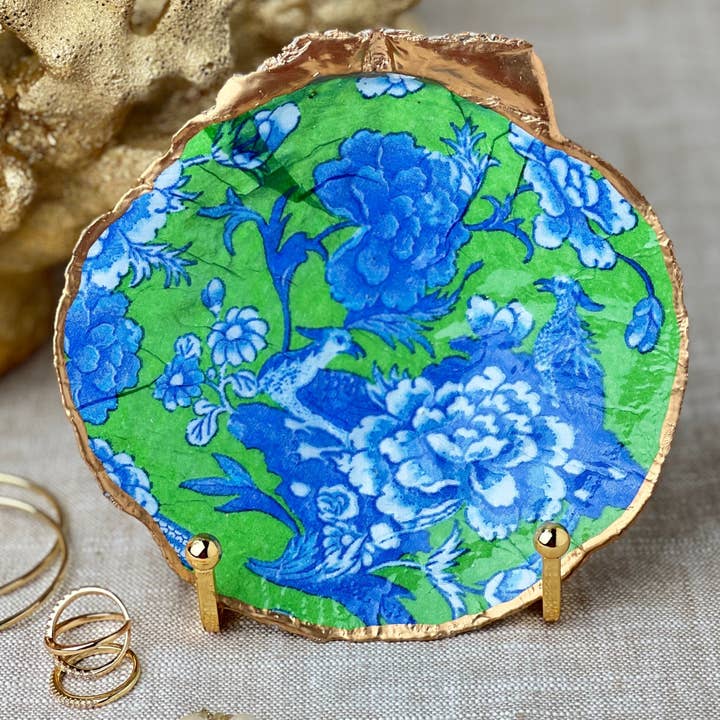 Chinoiserie Blue Green Scallop Shell for wholesale by Coast & Canyon Shop