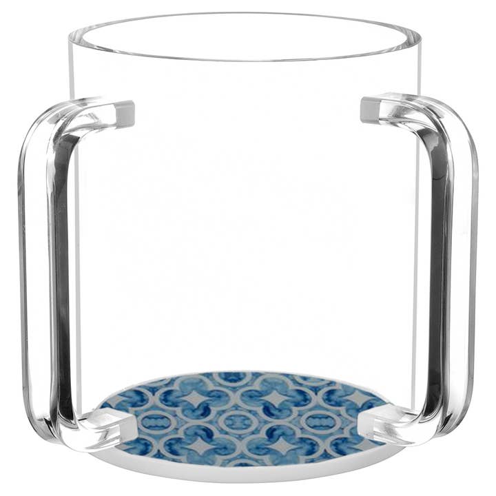 Lucite Wash Cup with Blue Designed Painted Base for wholesale by Boker-Tov Shalom