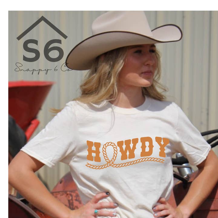 Howdy Orange Screen Print Transfer O-12 for wholesale by Snappy 6 Co