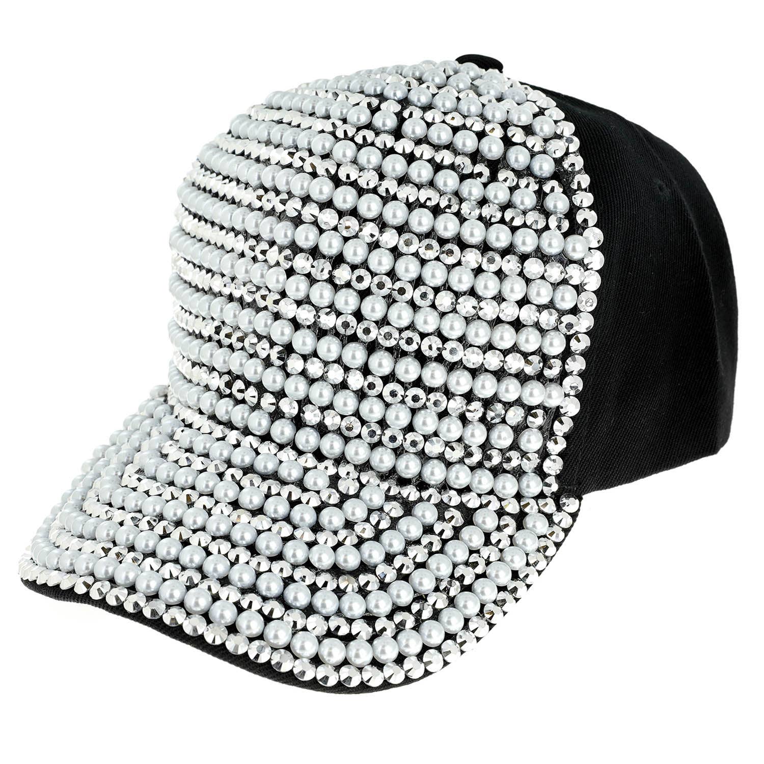 SP Sophia Collection - Wholesale Baseball Cap - Women's - Iridescent Rhinestone & Pearl Bling Baseball Cap13