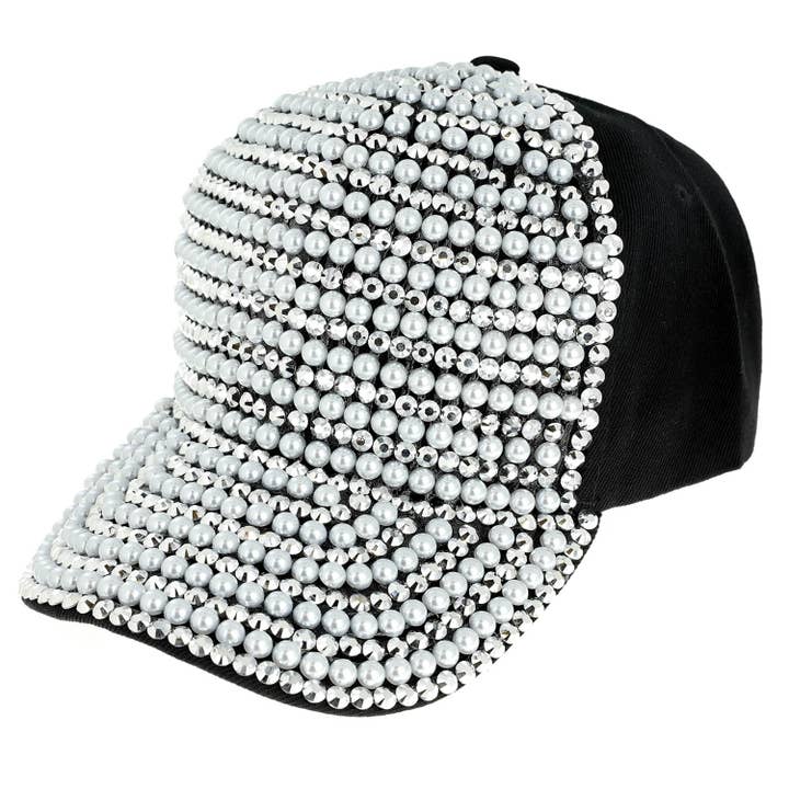 SP Sophia Collection - Wholesale Baseball Cap - Women's - Iridescent Rhinestone & Pearl Bling Baseball Cap13