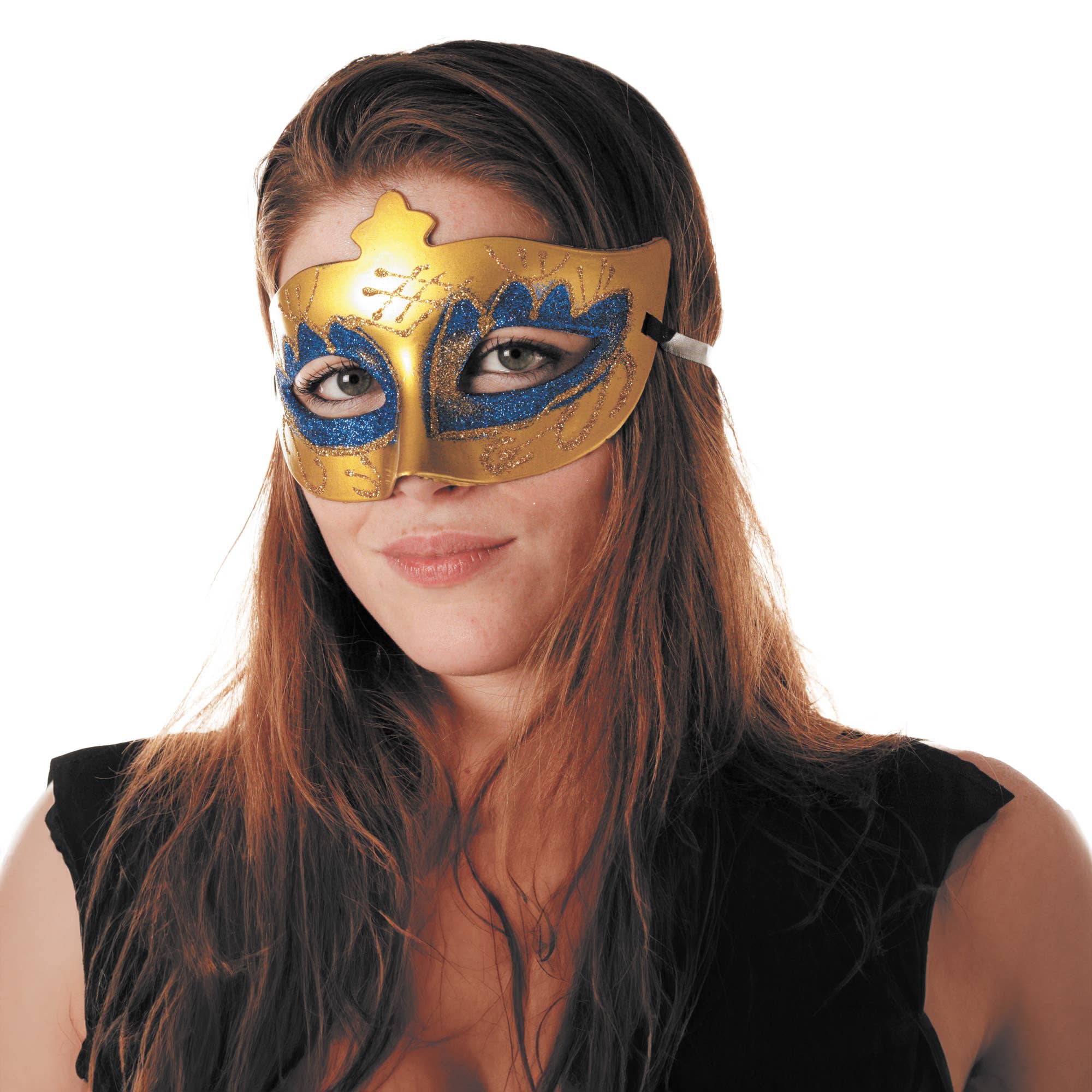 Party Pro - Venta al por mayor Disfraz - Unisex - MÁSCARA VENECIANA DORADA Y AZUL