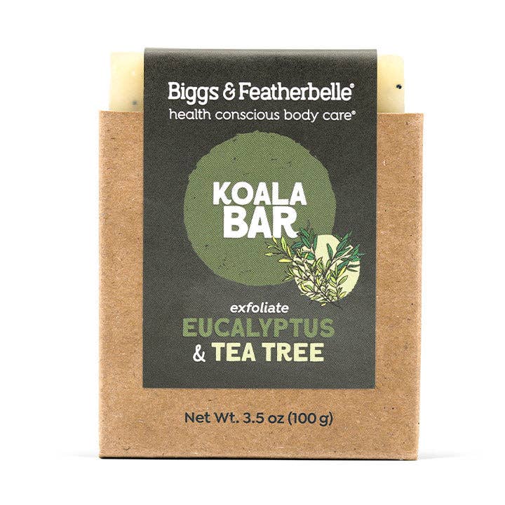 Koala Bar - Eucalyptus & Tea Tree Poppy Seed Bar Soap for wholesale by Biggs & Featherbelle