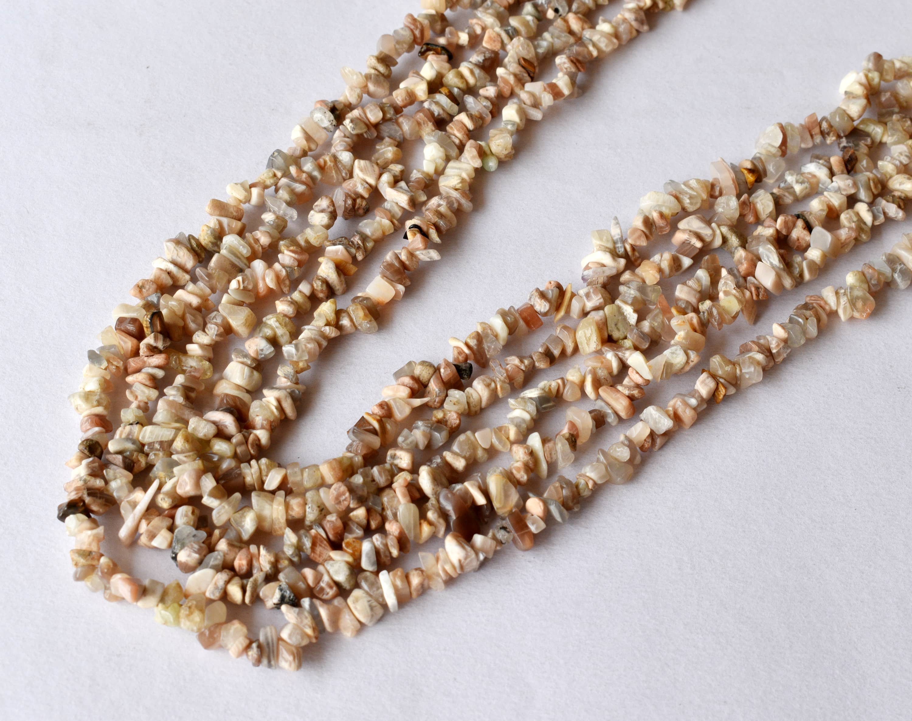 Soothing Crystals – wholesale Beaded/pearl necklace – Moonstone Chip Beads Necklace, Crystal Uncut Beads0