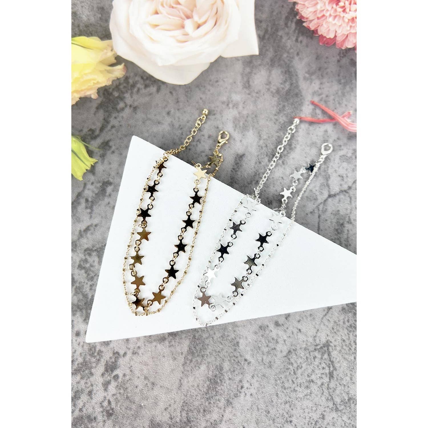 JHP Collection - Wholesale Anklet - STAR SHAPED DOUBLE LAYER METAL ANKLET1