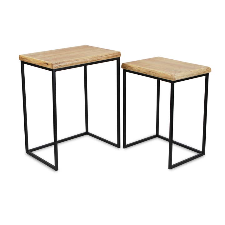 Elora Modern Set of 2 Rect. Wood & Metal Nesting Tables for wholesale by Cheungs Home Decor