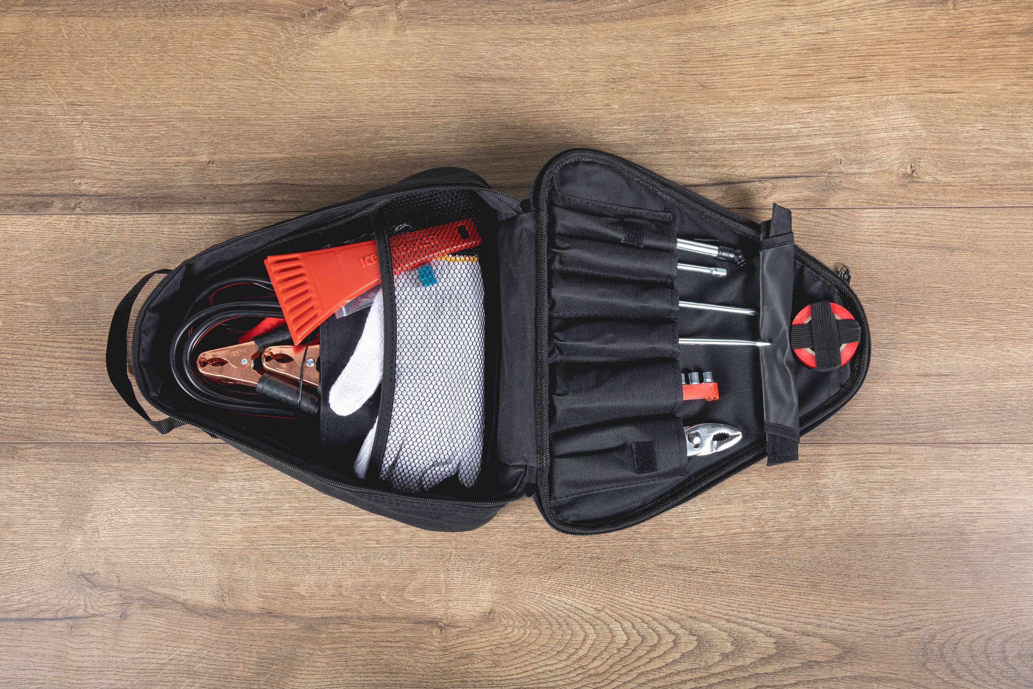 Roadside Emergency Car Kit, (Black with Orange Accents) for wholesale on Faire8