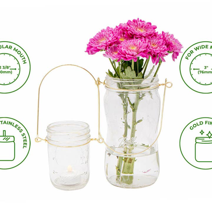 Mason Jar Lifestyle - Wholesale Jar - Gold Wire Handles for Mason Jars 6 Pack5