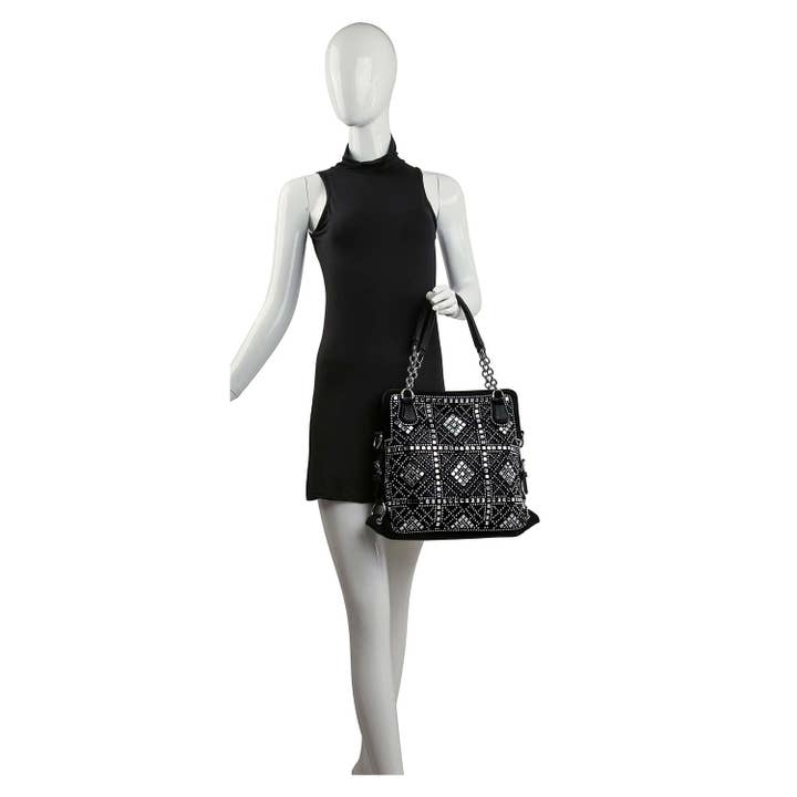 Black Dazzling Rhinestone Fashion Handbag for wholesale on Faire