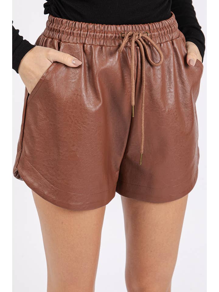 mittoshop - Wholesale Shorts - Women's - H70482-LEATHER SHORTS