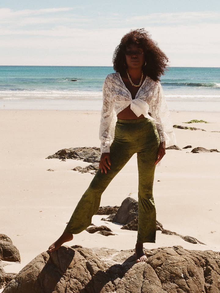 Blondie Green Highrise Bells for wholesale by Whiskey Rebellion