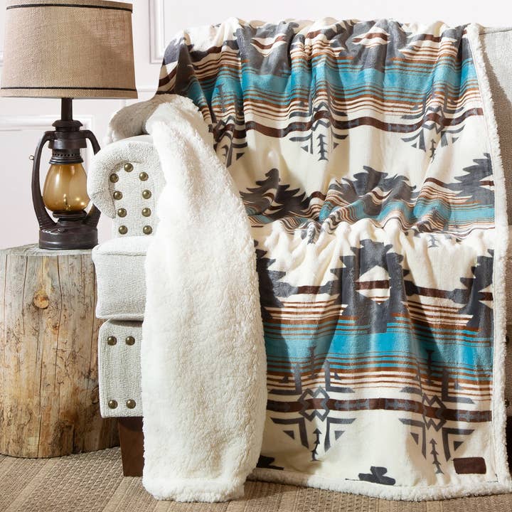Wrangler Lone Mountain Sherpa Throw Blanket for wholesale by Linen Mart