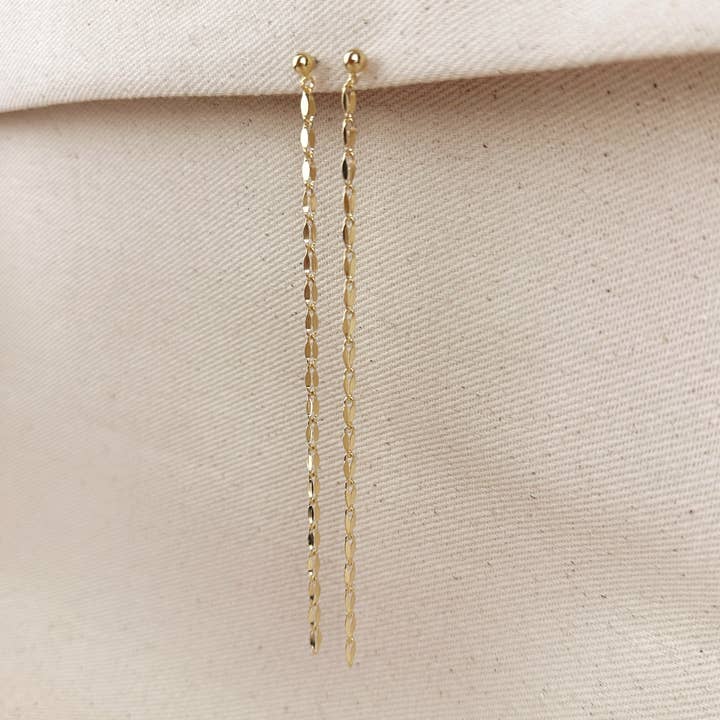 18k Gold Filled Detailed Chain Drop Earrings for wholesale by GoldFi