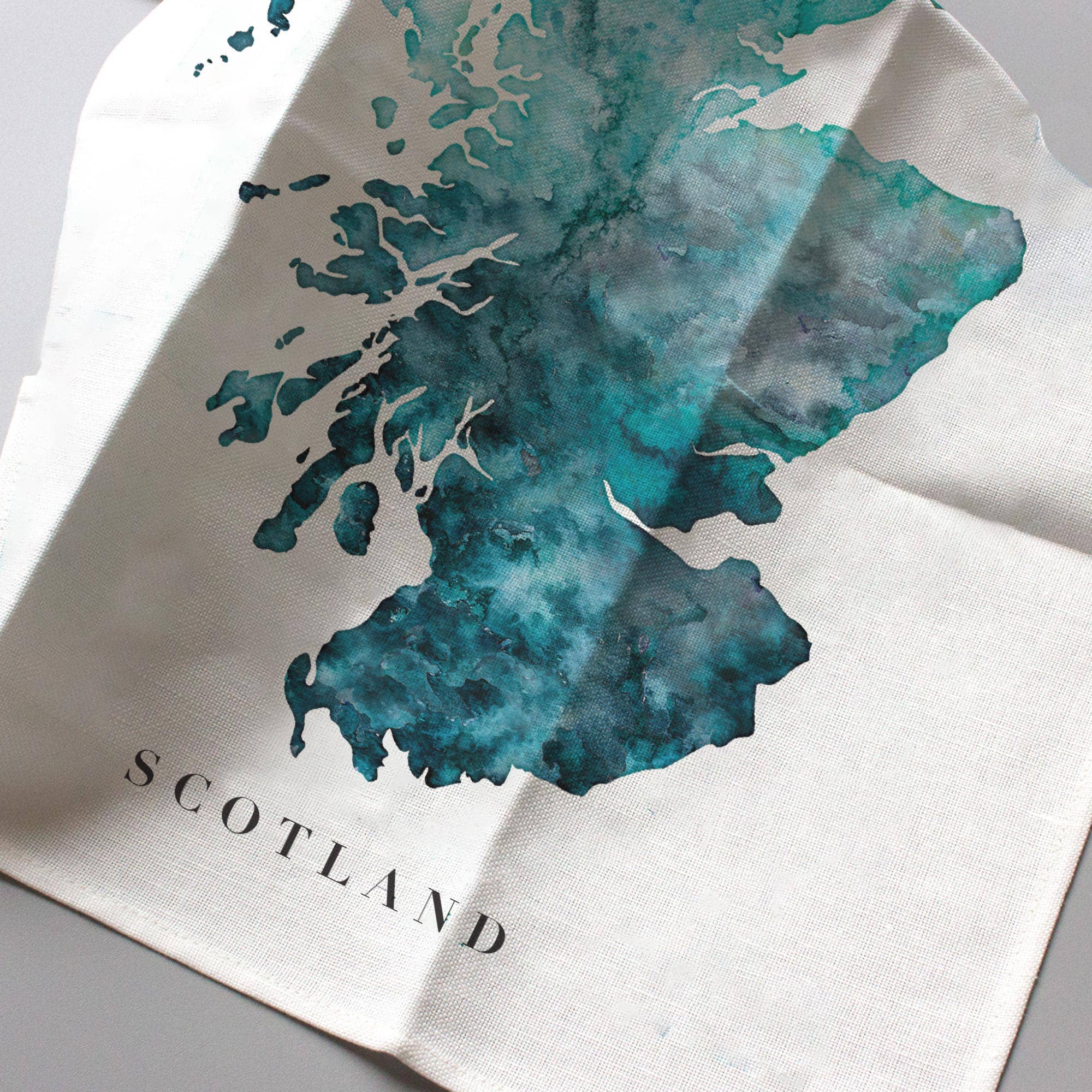 EJayDesign - Wholesale Tea Towel - Scotland Watercolour Map Organic Cotton Tea Towel5