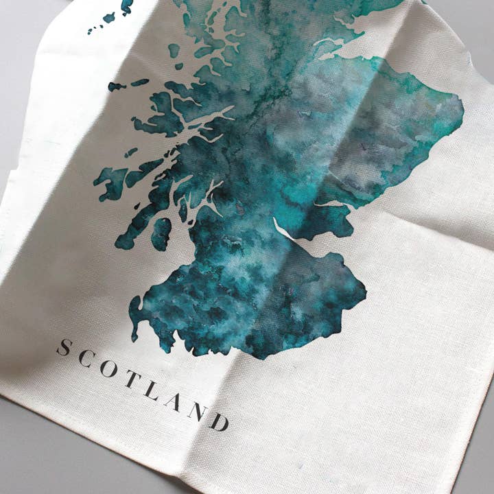 EJayDesign - Wholesale Tea Towel - Scotland Watercolour Map Organic Cotton Tea Towel5