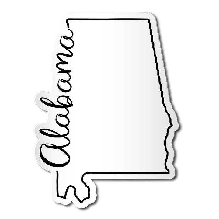Alabama State Script Outline Sticker Vinyl Decal for wholesale by CJ's Sticker Shop