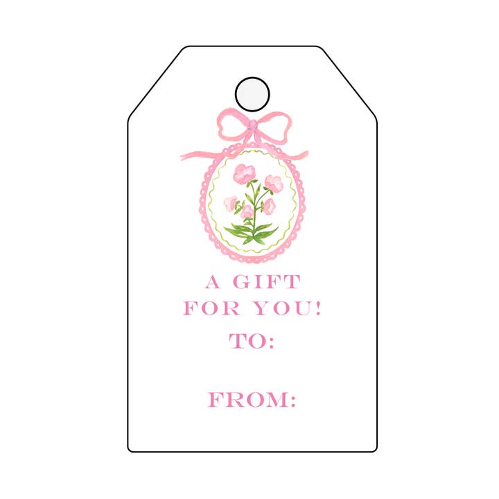 Conjunto de etiquetas de presente - Floral rosa com laço por atacado de Mimi Paper LLC
