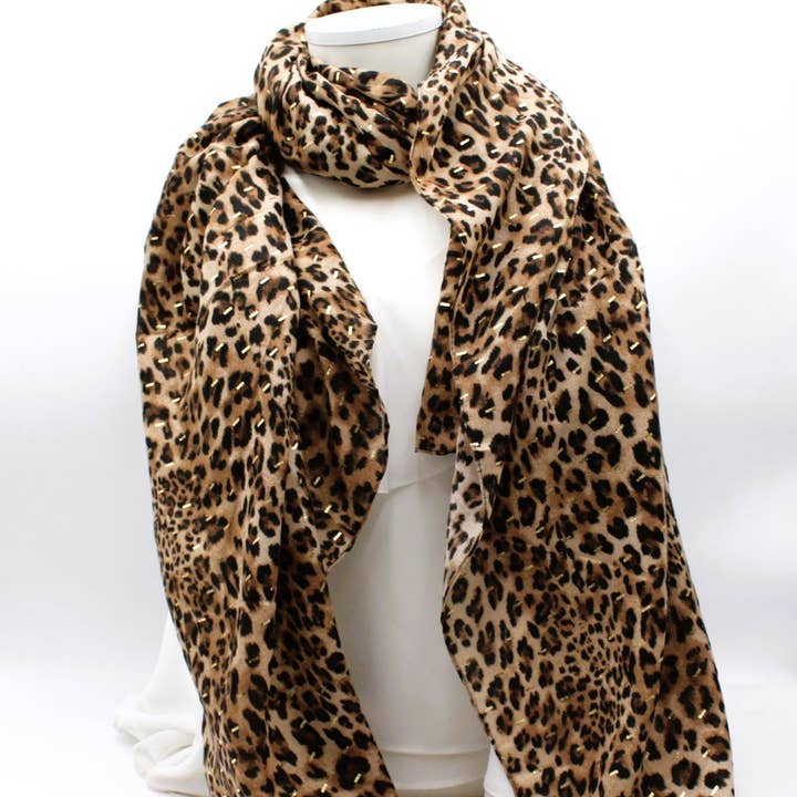 Reference Mode – Großhandel Schal – Damen – Leopardenmuster Schal mit goldenem Lurex3