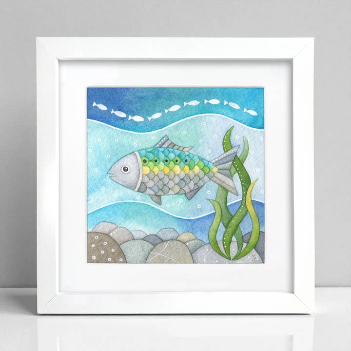 Fish Art Print - Framed - Underwater Seaside Painting for wholesale by East Neuk Beach Crafts