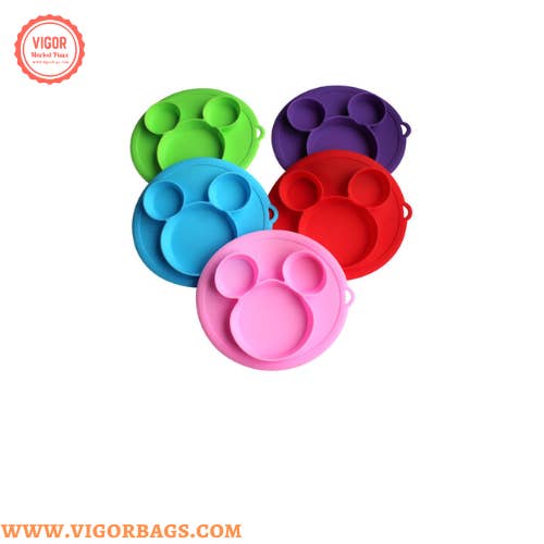 Mezclar y combinar colores Plato con mango de silicona, con ventosa, plato dividido, plato para bebés y niños pequeños, sin BPA, apto para microondas y lavavajillas, pedido mínimo de 10 unidades de venta al por mayor en Faire