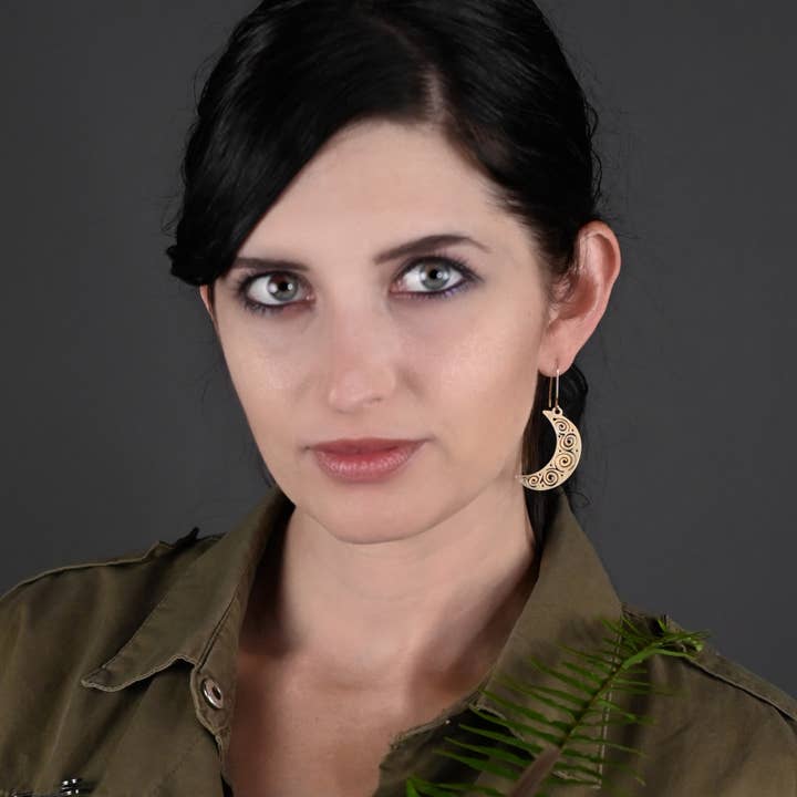KBD Studio - Wholesale Dangle Earrings - Brass Whimsical Moon Earrings