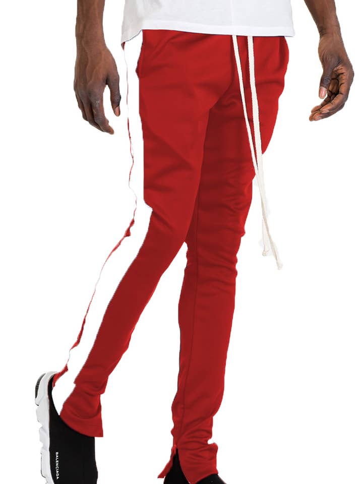 Single Stripe Slim Fit Ankle Zipper Track Pant for wholesale by WEIV
