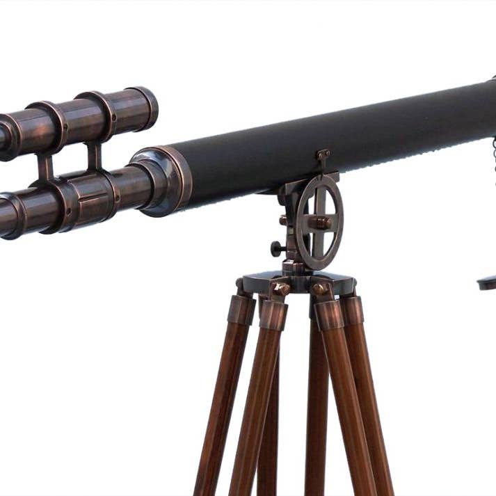 Cobre antigo de chão com couro Griffith Astro Telescope 65” por atacado de Hampton Nautical