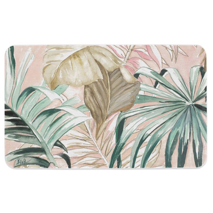 Pastel Palms Indoor/Outdoor Natural Linen Look Floor Mat for wholesale by Conimar Promotions