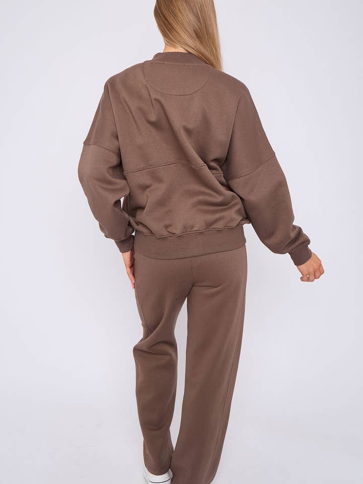 AX Labels - Wholesale Top & Pant Set (NOT Loungewear) - Women's - Oversized Bomber Style Fleece Zipper Co-ord67