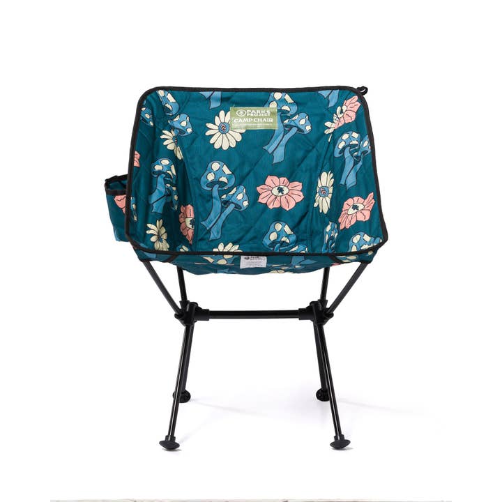 Dusty Teal Shrooms Quilted Packable Camp Chair for wholesale on Faire