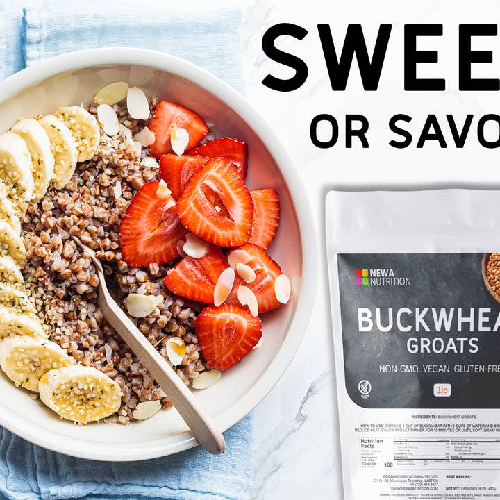 Newa Nutrition INC – Proteína/Superalimento em pó por atacado – Grumos de trigo sarraceno orgânico da Newa Nutrition. NÃO - OGM, Glute3