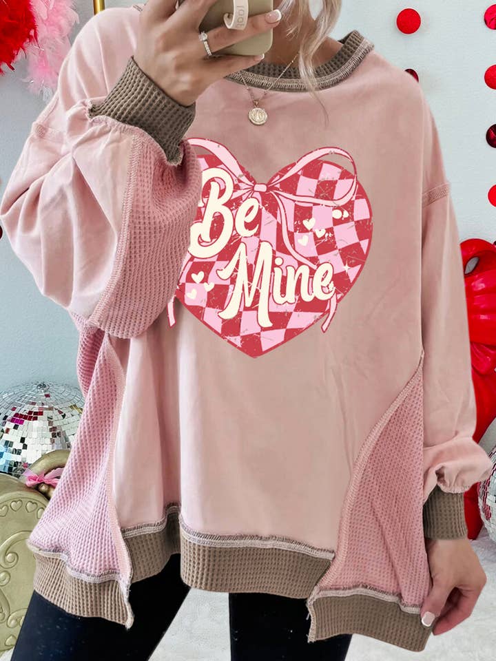 Be Mine Cracking Checkered Heart Print Sweatshirt (S-XL) for wholesale by 66DISCO