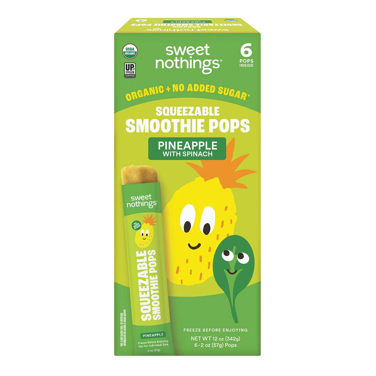 Sweet Nothings - Wholesale Fruit Snacks - Pineapple Spinach Squeezable Smoothie Pops - Freeze At Home5