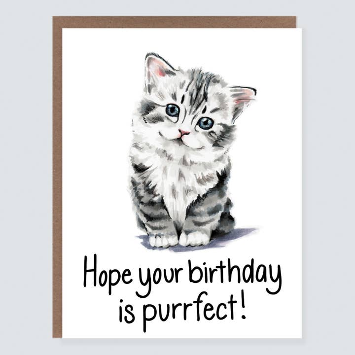 Morgan Swank Studio - Vente Cartes d'anniversaire - Carte d'anniversaire Purrfect Kitten