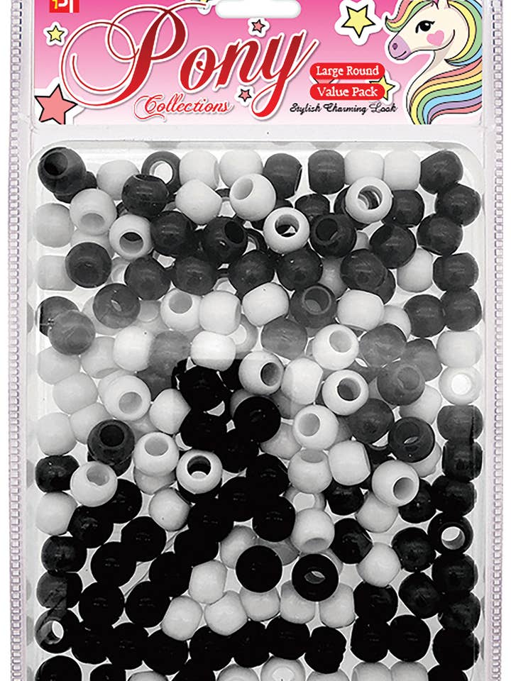 PACOTE DE CONTAS REDONDAS GRANDES (PRETO/BRANCO) por atacado de MI Hair Distribution