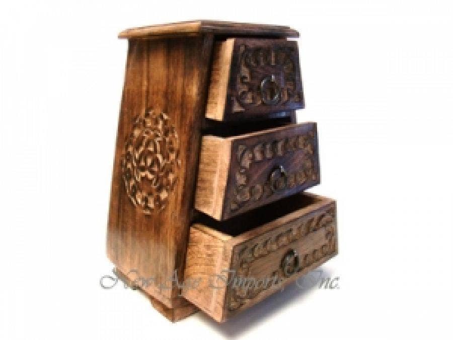 GREENROOTS USA LLC - Wholesale Decorative Box - Triple Crescent Moon Three Drawer Chest