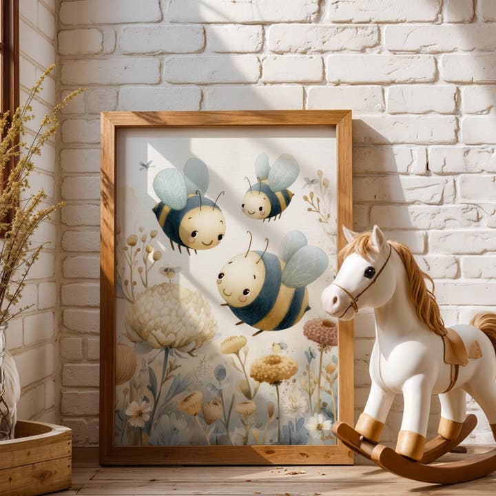 Kunst voor de kinderkamer - Aquarel Bij - Pastelprint voor wholesale door Artsriver