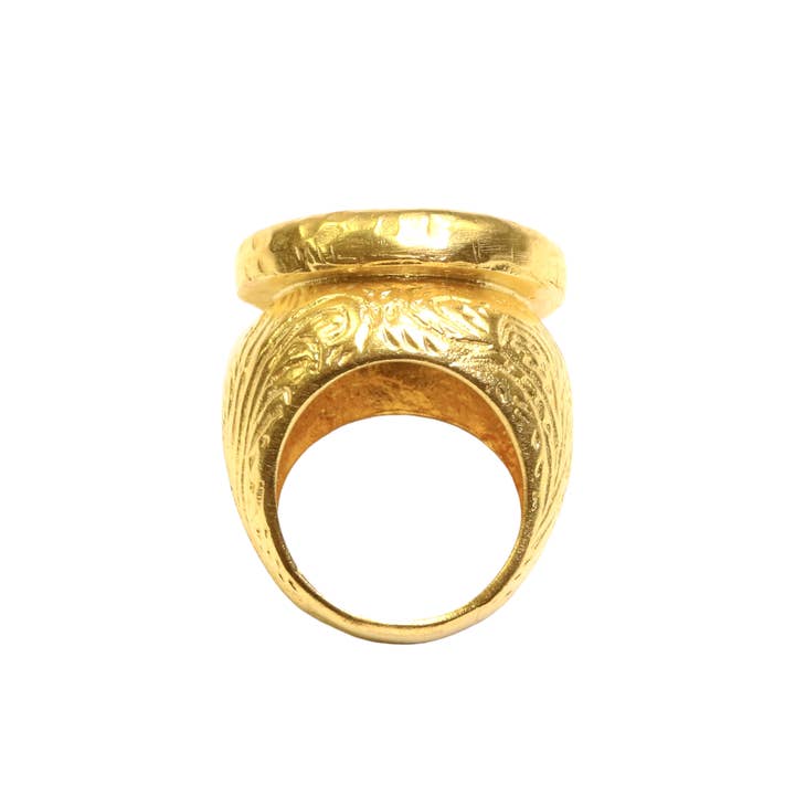 The Ancient Bazaar Jewelry & Accessories - Wholesale Cocktail/Statement Ring - Item # RS-2122A - Gold Plated Coin Ring