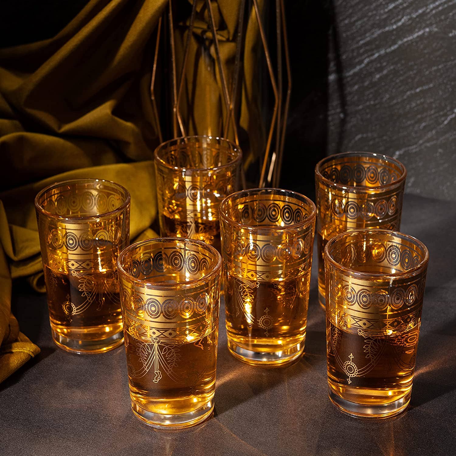 The Wine Savant /  Khen Glassware - Vente Verre/tasse - Lunettes marocaines dorées artisanales multifonctions fabriquées à la main 220 ml4