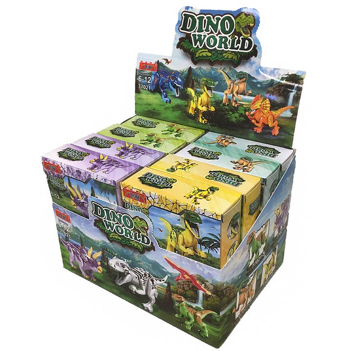 Texas Toy Distribution – Großhandel Baukasten – Kinder – Dinosaurier Brick Kits Display-Box (16 Kits, je 2 x)